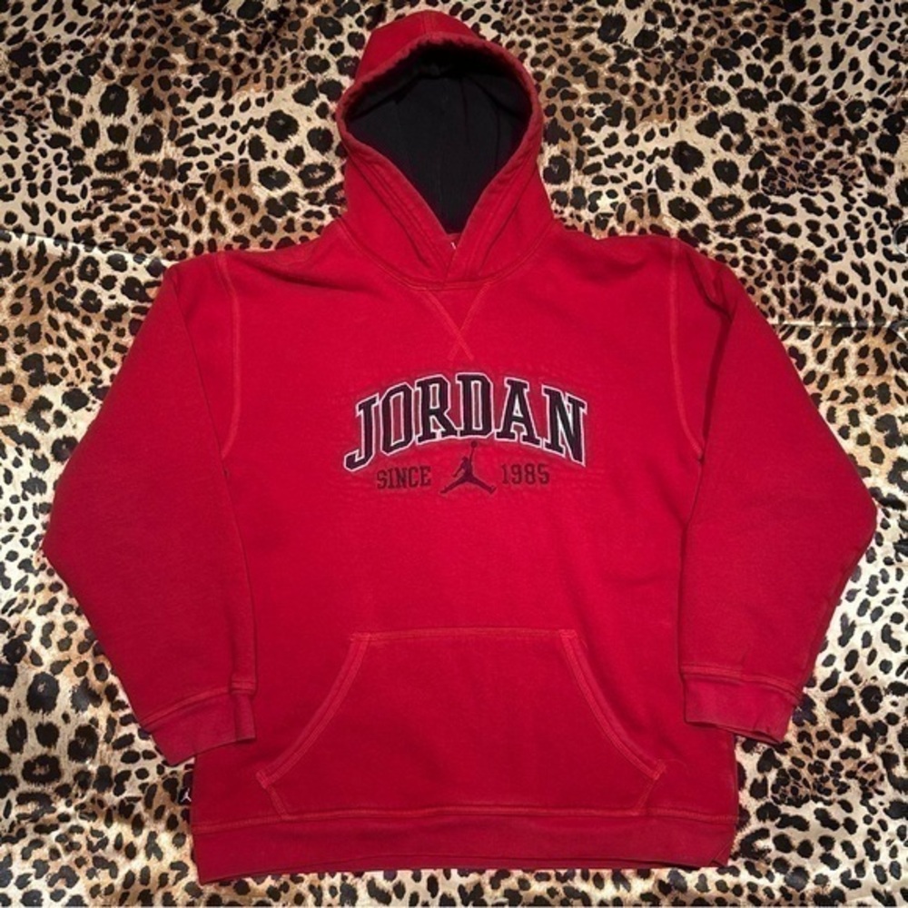 Jordan Youth Red Pullover Logo Hoodie